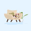 Funny beagle dog sitting in armchair sketch