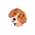 Funny beagle pup avatar. Happy puppy of hunting breed. Cute muzzle of shorthair hound. Adorable dog face, amusing snout
