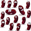 Funny Bean Legume Character Vector Illustration Collection Emoticon