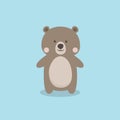 Funny Bear character on sky blue background.