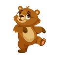 Funny Bear Cub with Cute Snout Walking Vector Illustration Royalty Free Stock Photo