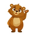 Funny Bear Cub with Cute Snout Wave Paw Vector Illustration Royalty Free Stock Photo