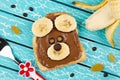 Funny bear face sandwich for kids snack food Royalty Free Stock Photo