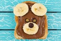 Funny bear face sandwich for kids snack food Royalty Free Stock Photo