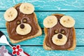 Funny bear face sandwich for kids snack food Royalty Free Stock Photo