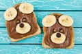 Funny bear face sandwich for kids snack food Royalty Free Stock Photo