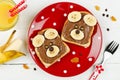 Funny bear face sandwich for kids snack food Royalty Free Stock Photo