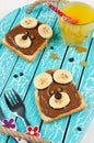 Funny bear face sandwich for kids snack food