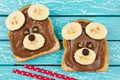 Funny bear face sandwich for kids snack food Royalty Free Stock Photo