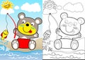 Funny bear fishing time cartoon Royalty Free Stock Photo