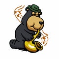 Funny bear saxophonist plays jazz