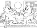 Funny bears bounce a ball