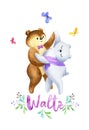 Funny bears dancing the waltz