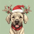 funny beautiful dog wearing christmas deer costume. cute cartoon dog wearing christmas deer costume