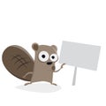 Funny beaver pointing at a sign Royalty Free Stock Photo