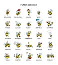 Funny bee collection, sketch for your design Royalty Free Stock Photo