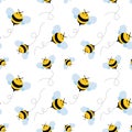 Bee seamless pattern. honey vector.