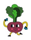 Funny beetroot character happy vegetable personage