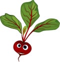 Funny beetroot with face on white background