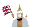 Funny Big Ben Holding a Flag