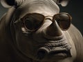 Funny Big Rhino In Dark Glasses