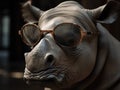 Funny Big Rhino In Dark Glasses