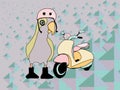 Funny bird and his moped Royalty Free Stock Photo