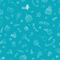 Funny Birthday seamless pattern. Cute doodle background. Happy Birthday. Hand drawn party theme Royalty Free Stock Photo