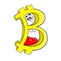 Funny bitcoin cartoon design character. vector illustration