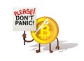 Funny bitcoin. Bitcoin Panic Fall Chart vector illustration isolated on white background. Bitcoin correction. Crisis of