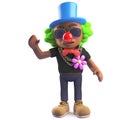 Funny black hiphop rapper wearing a clown outfit, 3d illustration