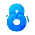 Funny Blue Balloon Number or Numeral Eight Vector Illustration