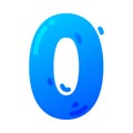 Funny Blue Balloon Number or Numeral Zero Vector Illustration