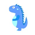 Funny blue dinosaur. Vector cartoon illustration dino for children.