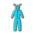Funny blue jumpsuit flat icon. Homewear and sleepwear. Color filled symbol. Isolated vector illustration