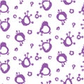 Funny blue and purple bacteria, illustration, seamless pattern for printing on fabric, wallpaper