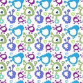 Funny blue and purple bacteria, seamless pattern