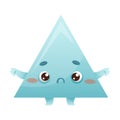Funny Blue Triangle as Geometric Shape Character with Sad Face Expression Vector Illustration Royalty Free Stock Photo