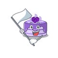 Funny blueberry cake cartoon character style holding a standing flag Royalty Free Stock Photo