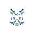 Funny boar line icon concept. Funny boar flat vector symbol, sign, outline illustration.