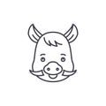 Funny boar line icon concept. Funny boar vector linear illustration, symbol, sign