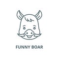 Funny boar vector line icon, linear concept, outline sign, symbol