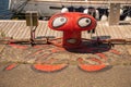 Funny bollard painted as crab or lobster, Dunkerque, France