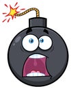 Funny Bomb Face Cartoon Mascot Character With Expressions A Panic