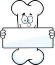 Funny Bone Cartoon Mascot Character Holding A Banner