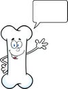 Funny Bone Cartoon Mascot Character Waving With Speech Bubble