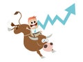 Funny boom cartoon with man and bull