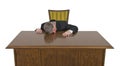 Funny Bored Sleeping on Job Businessman Isolated Royalty Free Stock Photo