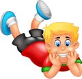 Funny boy cartoon face down with laughing Royalty Free Stock Photo