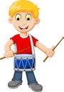 Funny Boy cartoon playing drum